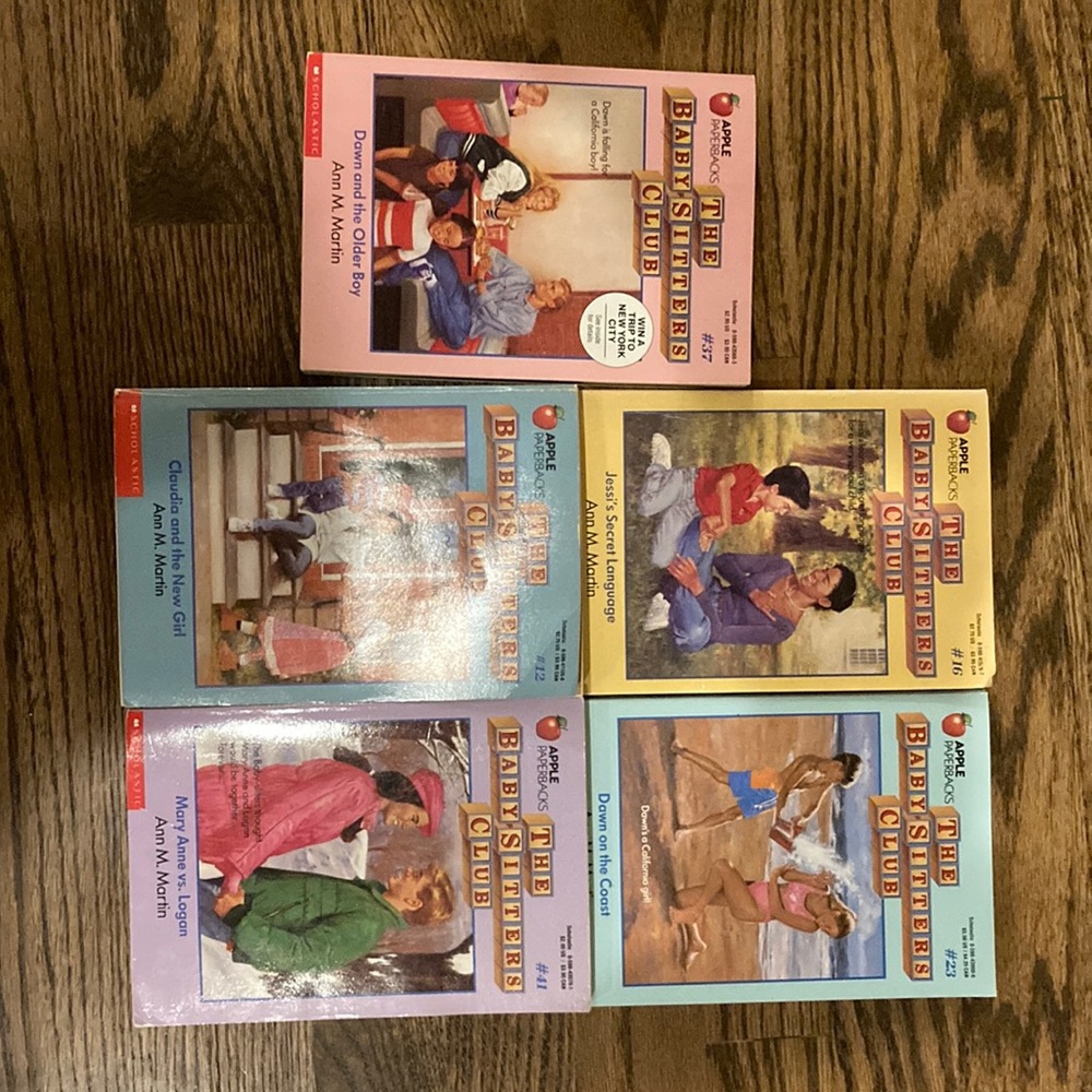 Rare original copies of the Babysitters Club books 12, 16, 23, 37, and 41.